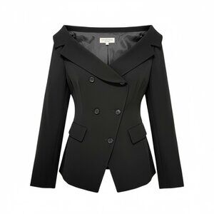 IVAN GRUNDAHL Copehagen Black Portrait Collar Double Breast Blaze